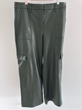 Reitmans Womens Olive Green Faux Leather Cargo Pants